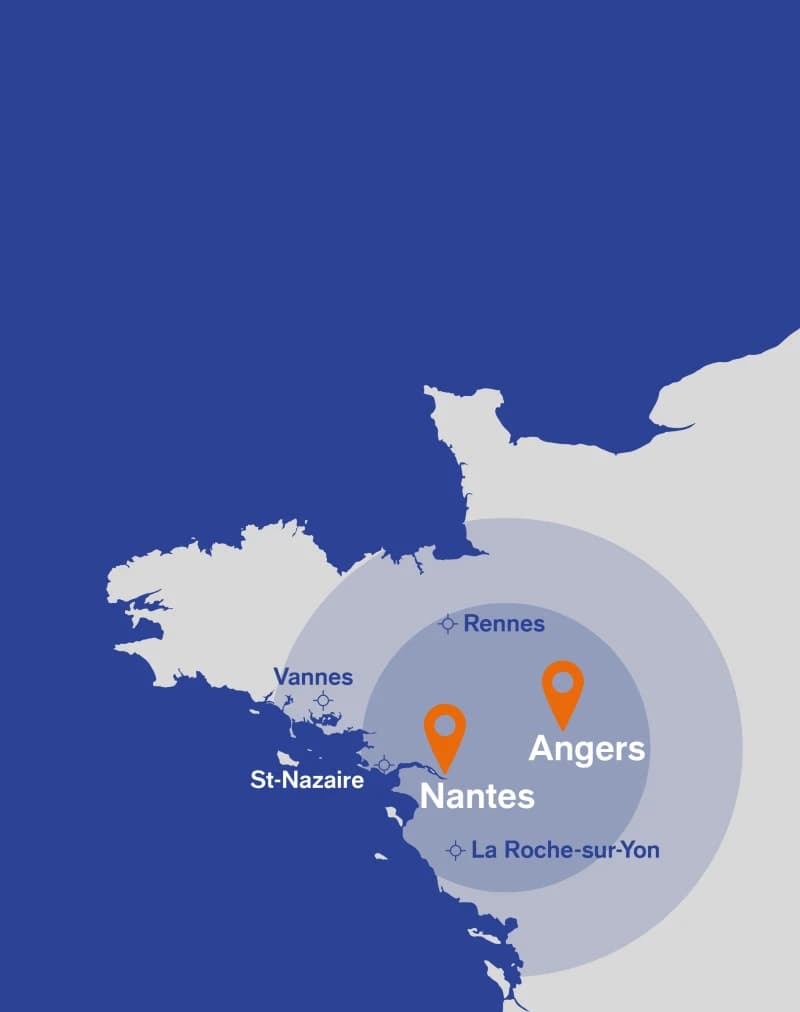 Notre zone d'intervention : Nantes, Angers et Pays de la Loire